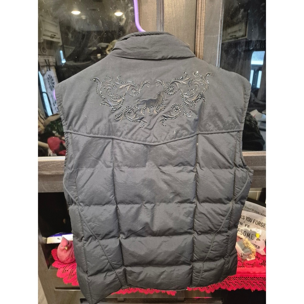 Cowgirl Hardware Black Embellished Puffer Vest‎ Western Style Women's Size M - Picture 9 of 12